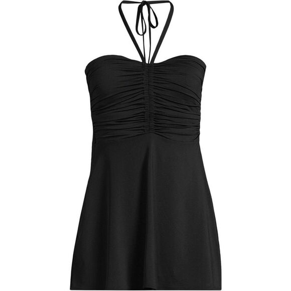 Land's End Mini Swim dress 1 piece ruched Bandeau halter black swimsuit Various - Picture 2 of 12